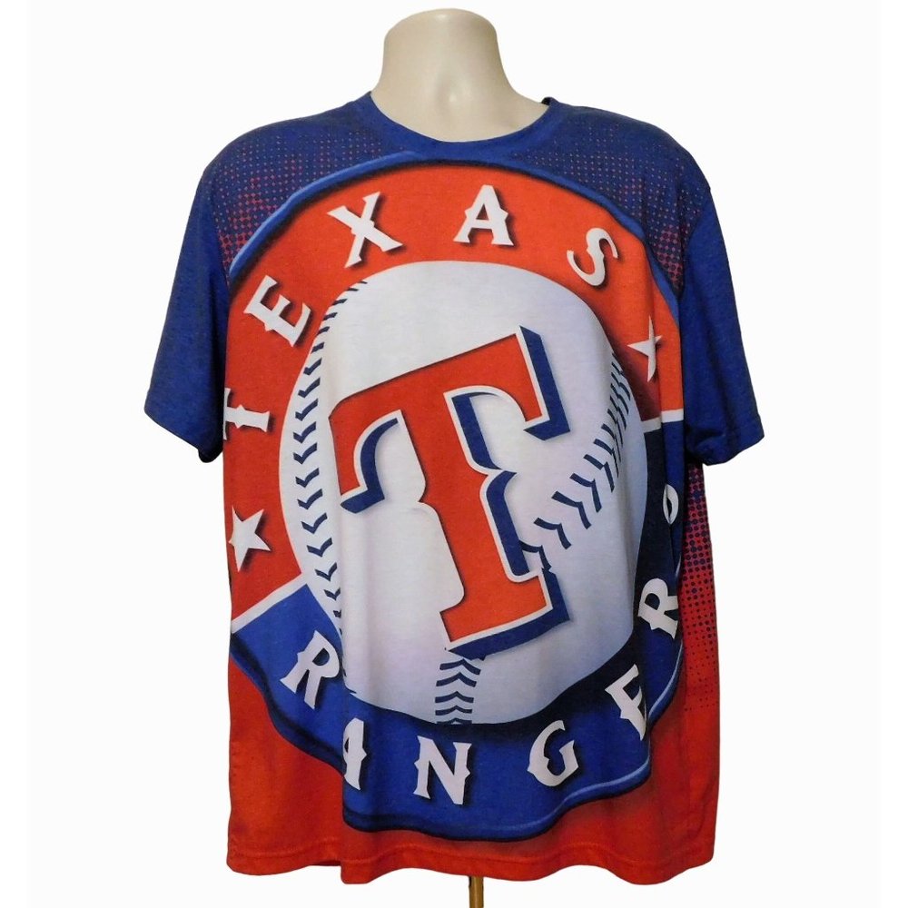 Texas Rangers Tee Shirt XL Red Blue Baseball MLB Genuine Merchandise by KLEW